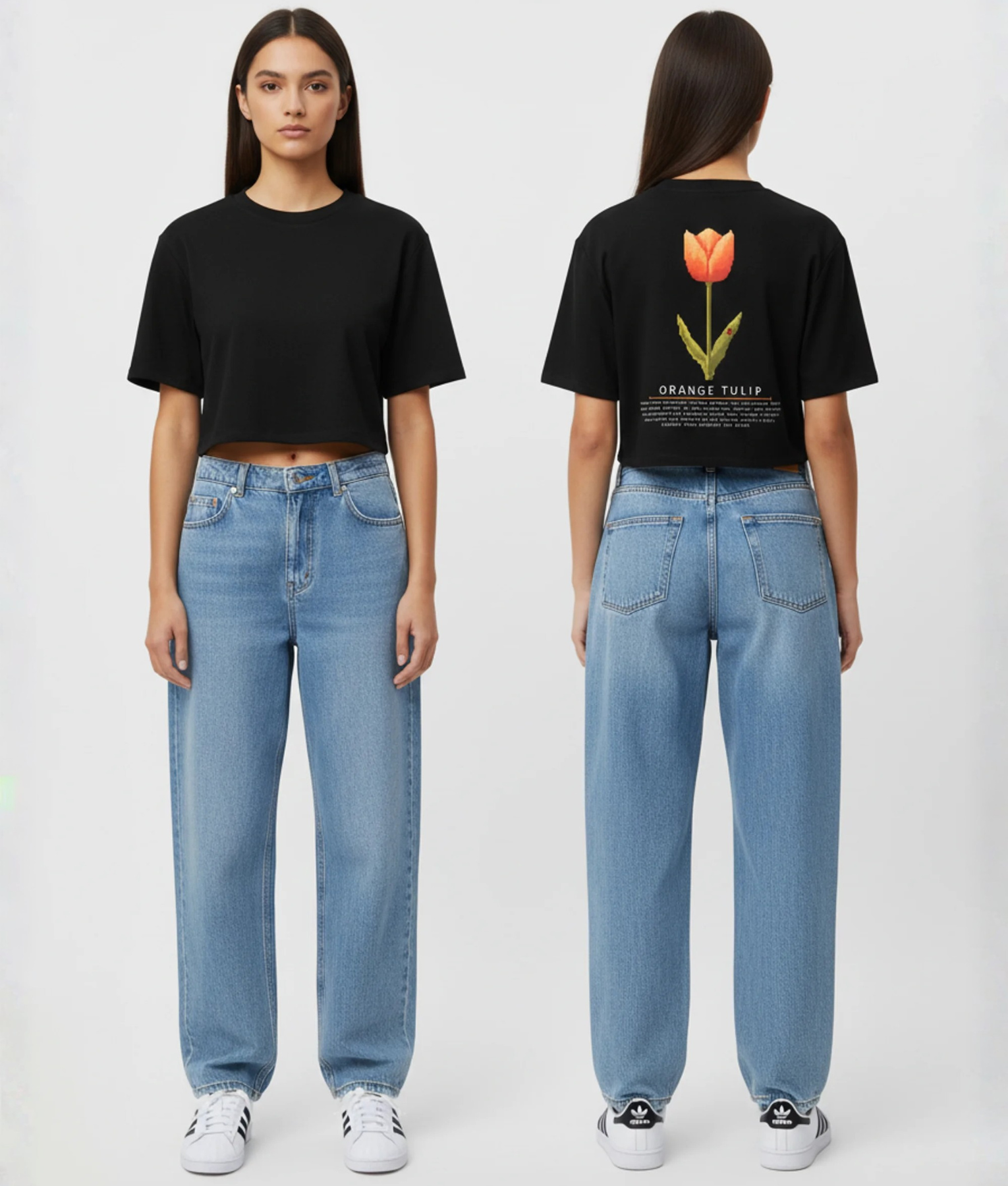 koningsdag croptop tulp zwart