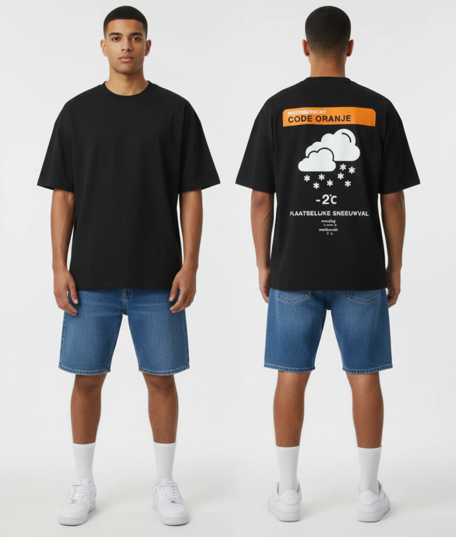 plaatselijke sneeuwval tshirt zwart