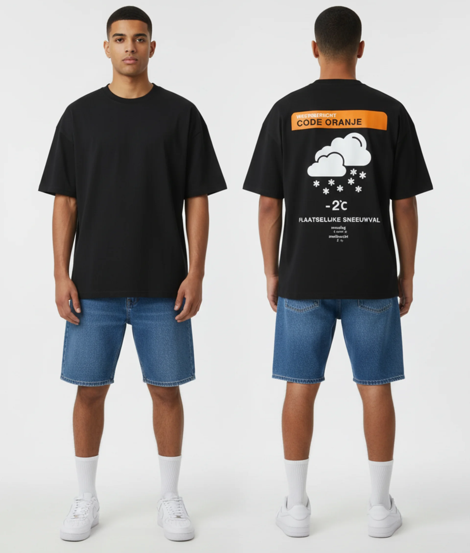 plaatselijke sneeuwval tshirt zwart