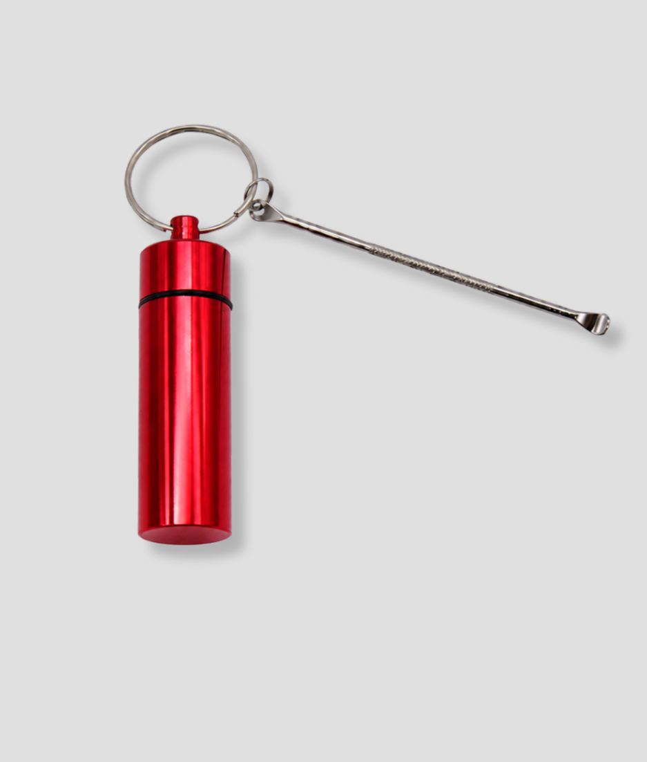 Rood metalen stash opbergbakje met sleutelring