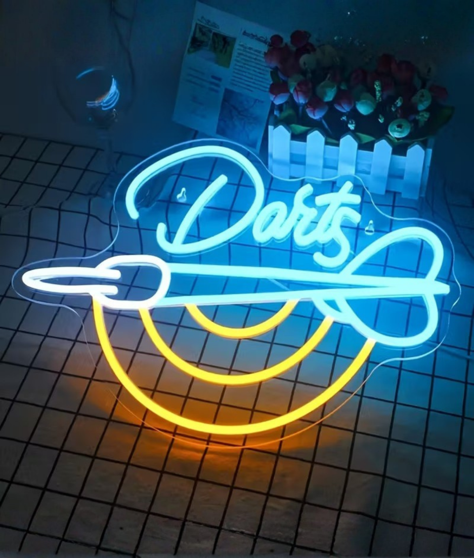 dart bordje neon