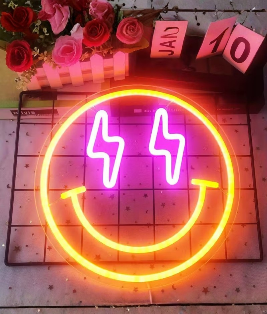 muur neon smiley