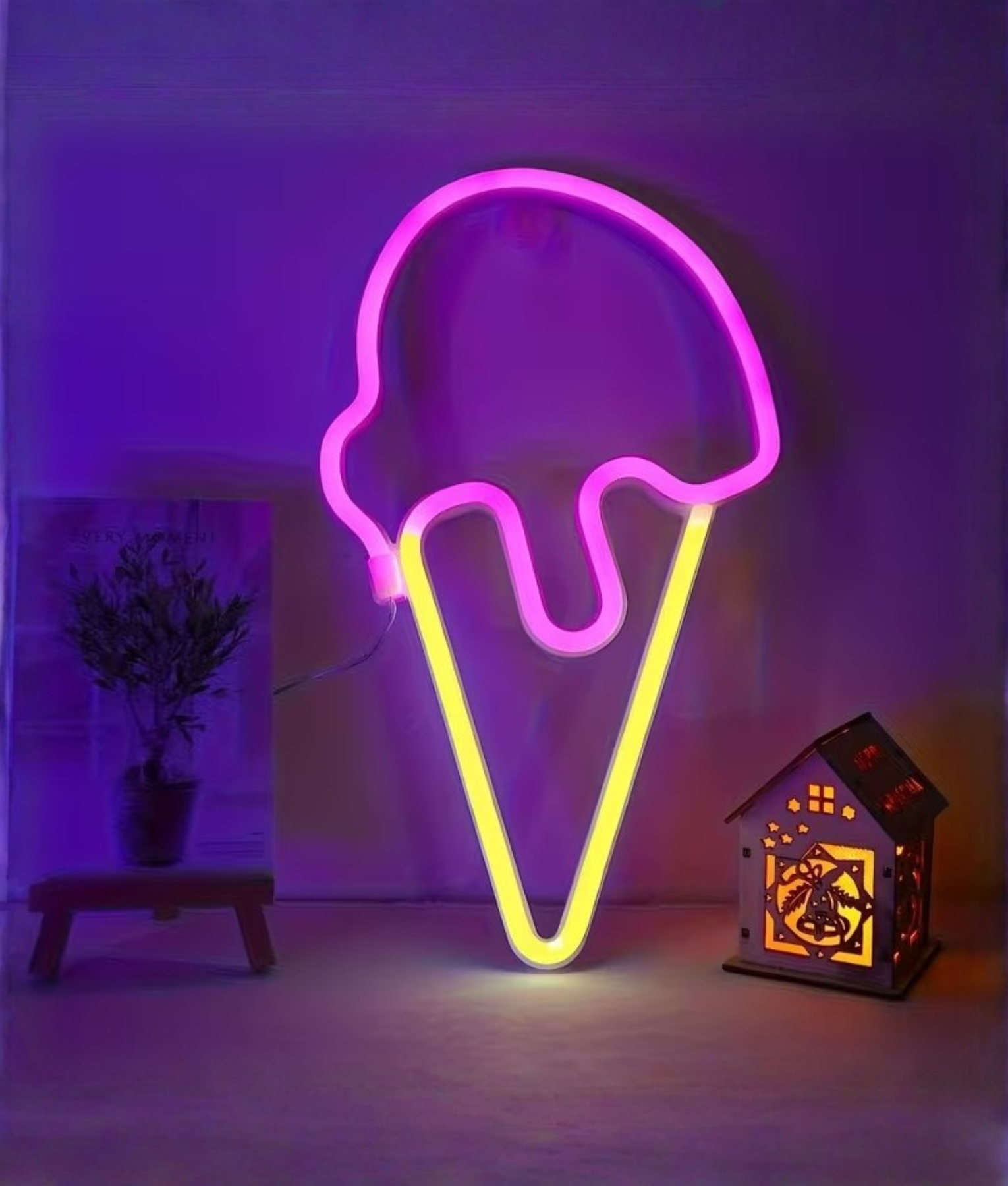 neon ijsje lampen