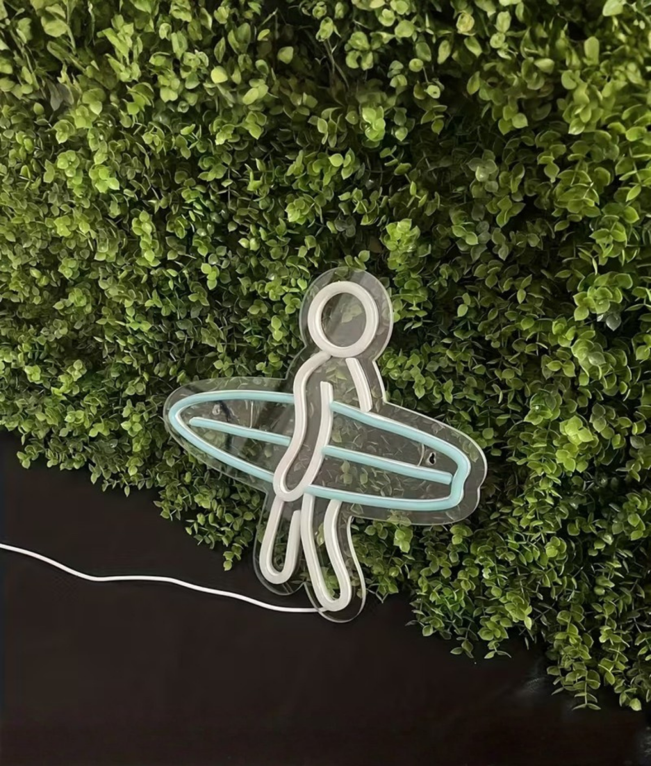 surf plank man neon lamp