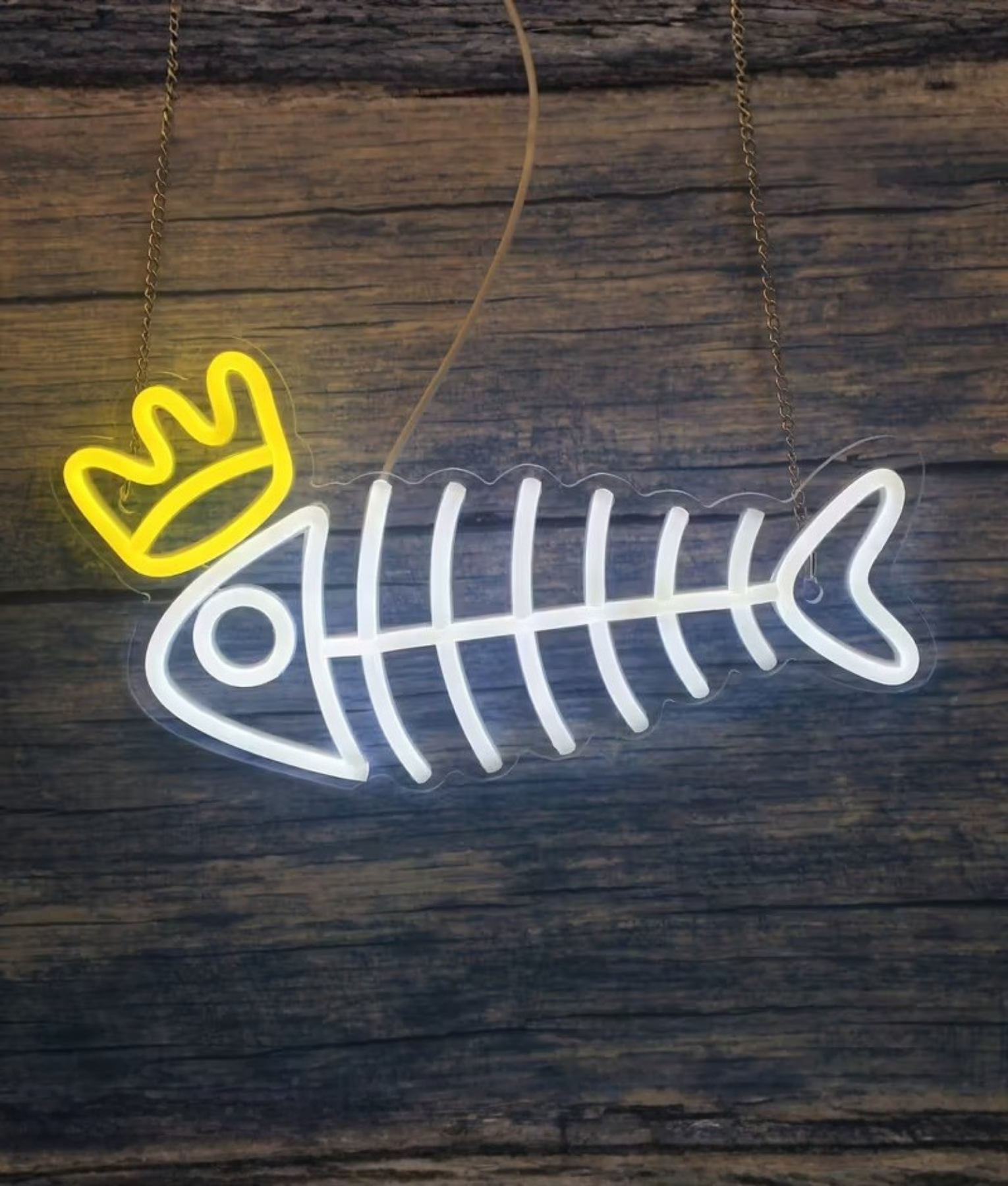 vis met kroon neon lamp