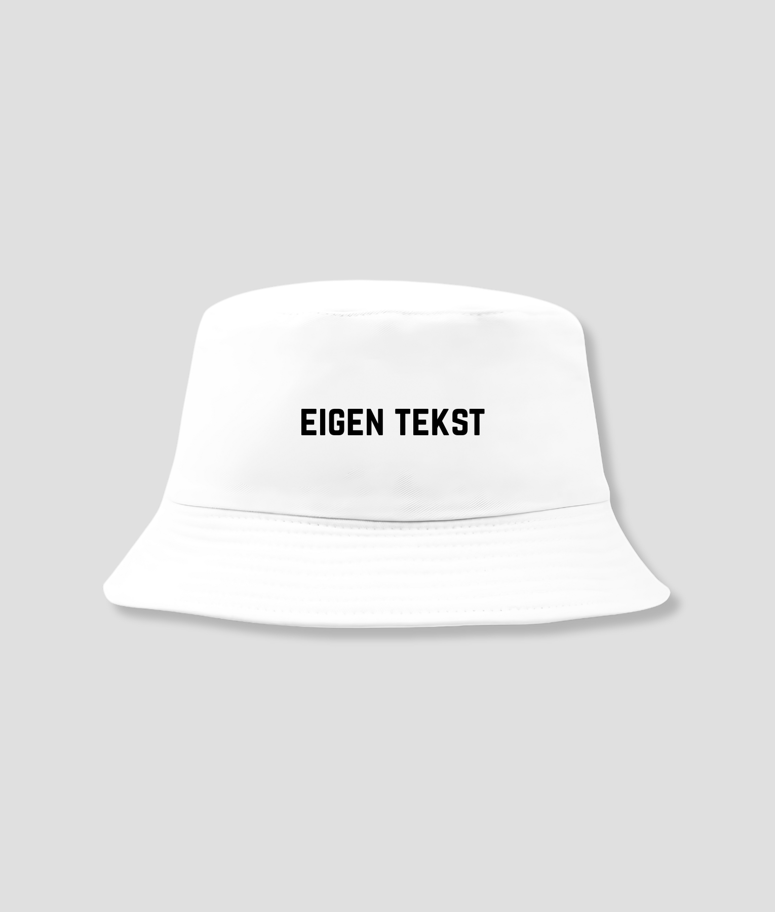 eigen tekst bucket hat wit