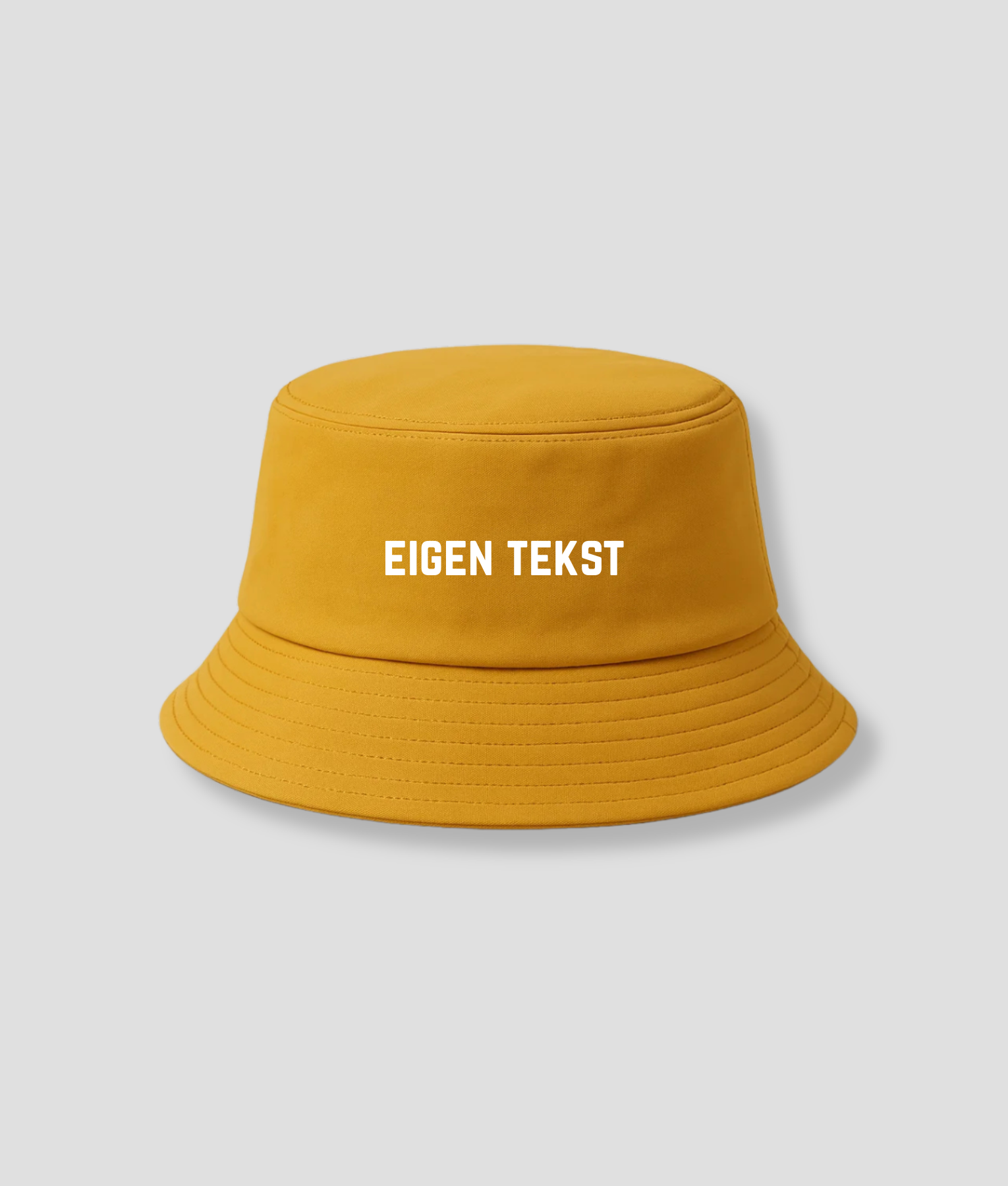 eigen tekst buckethat geel