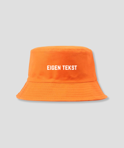 eigen tekst buckethat oranje