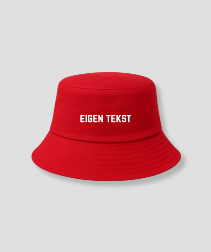 eigen tekst buckethat rood
