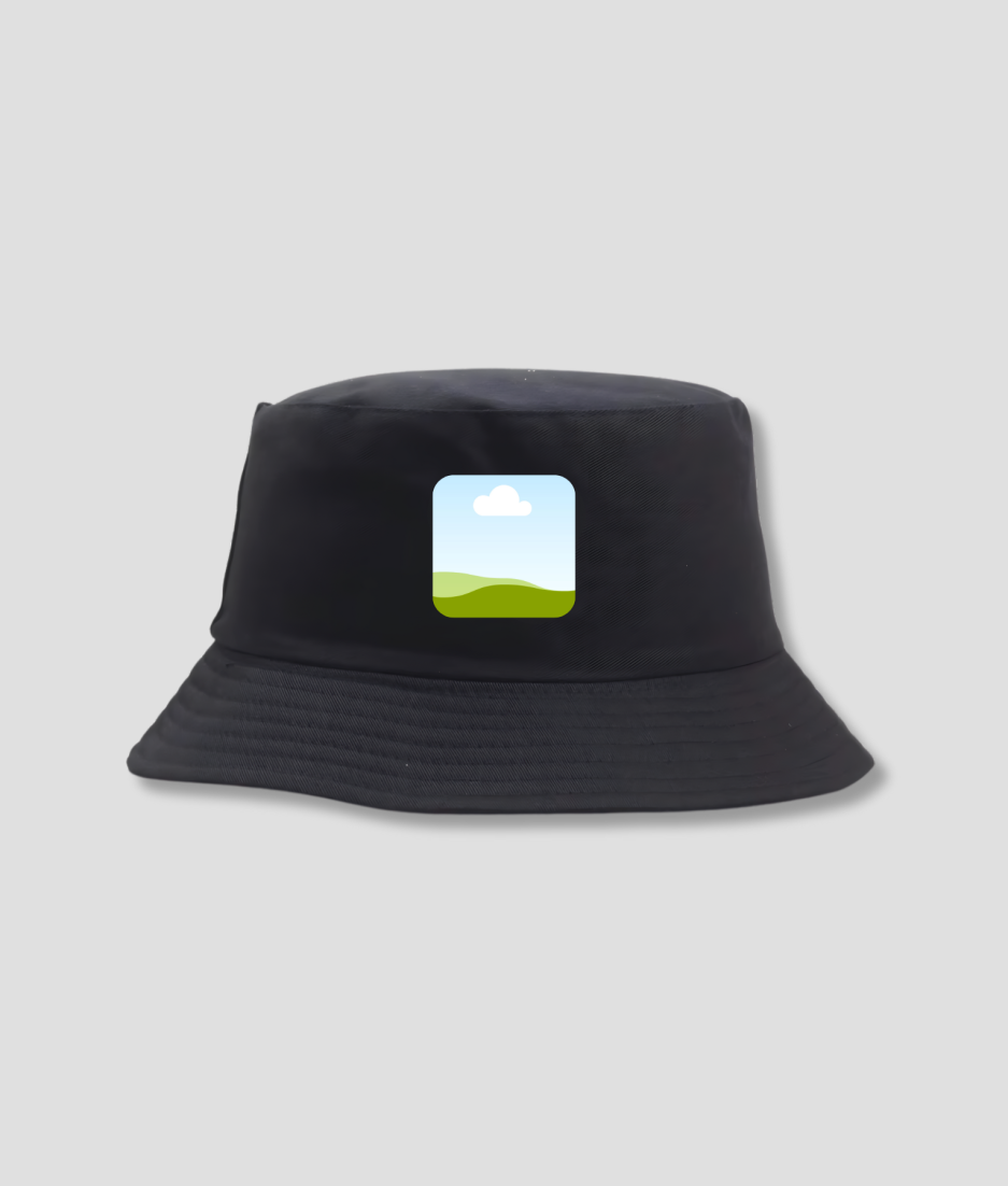 zwarte bucket hat met eigen foto