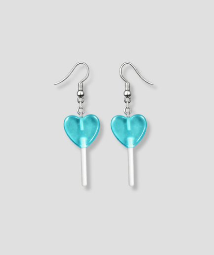 blauwe oorbel lolly
