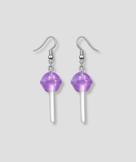 paarse lolly oorbellen