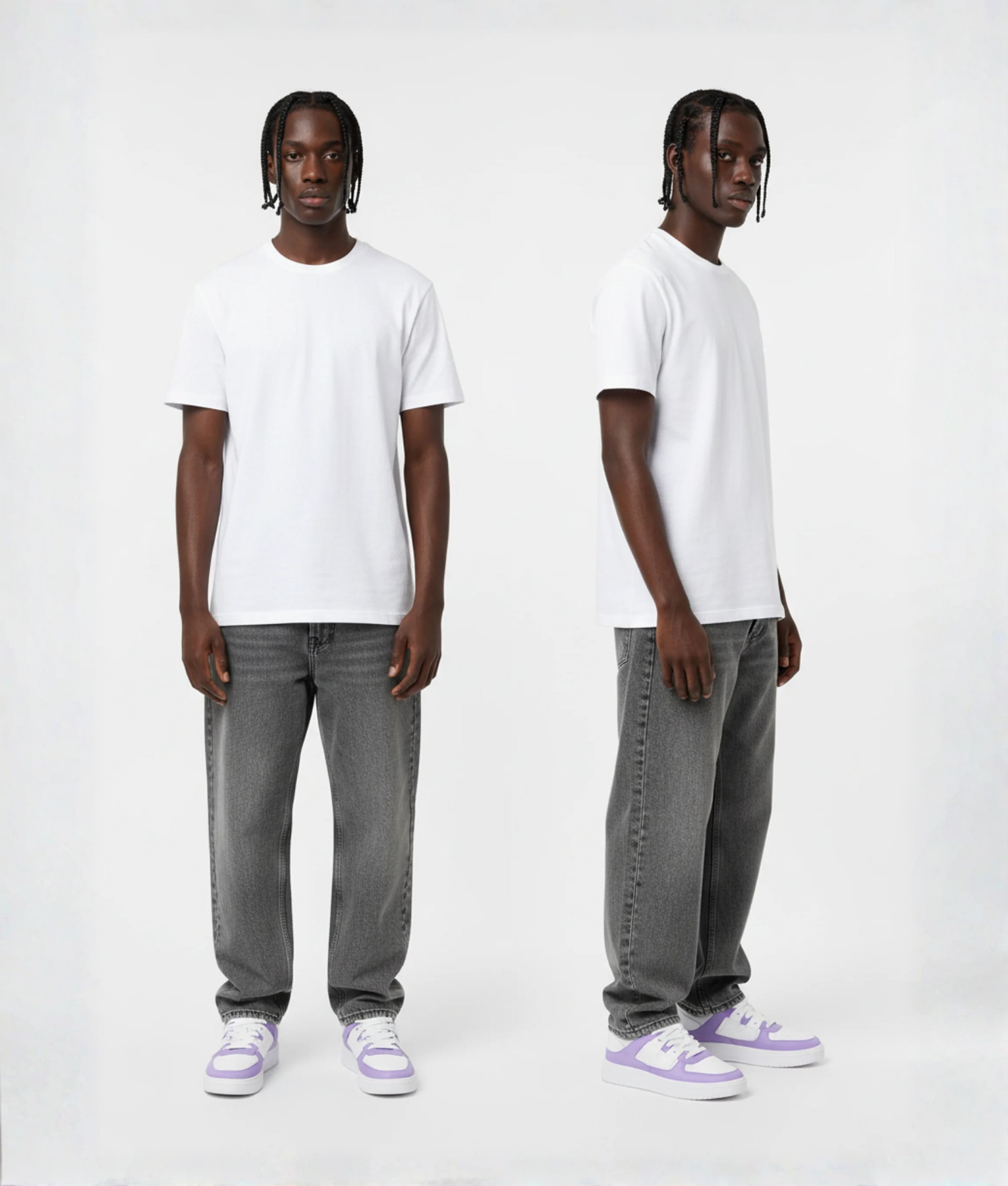 Paarse sneaker modelfoto