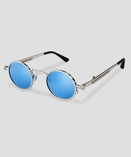 blauwe glazen bril