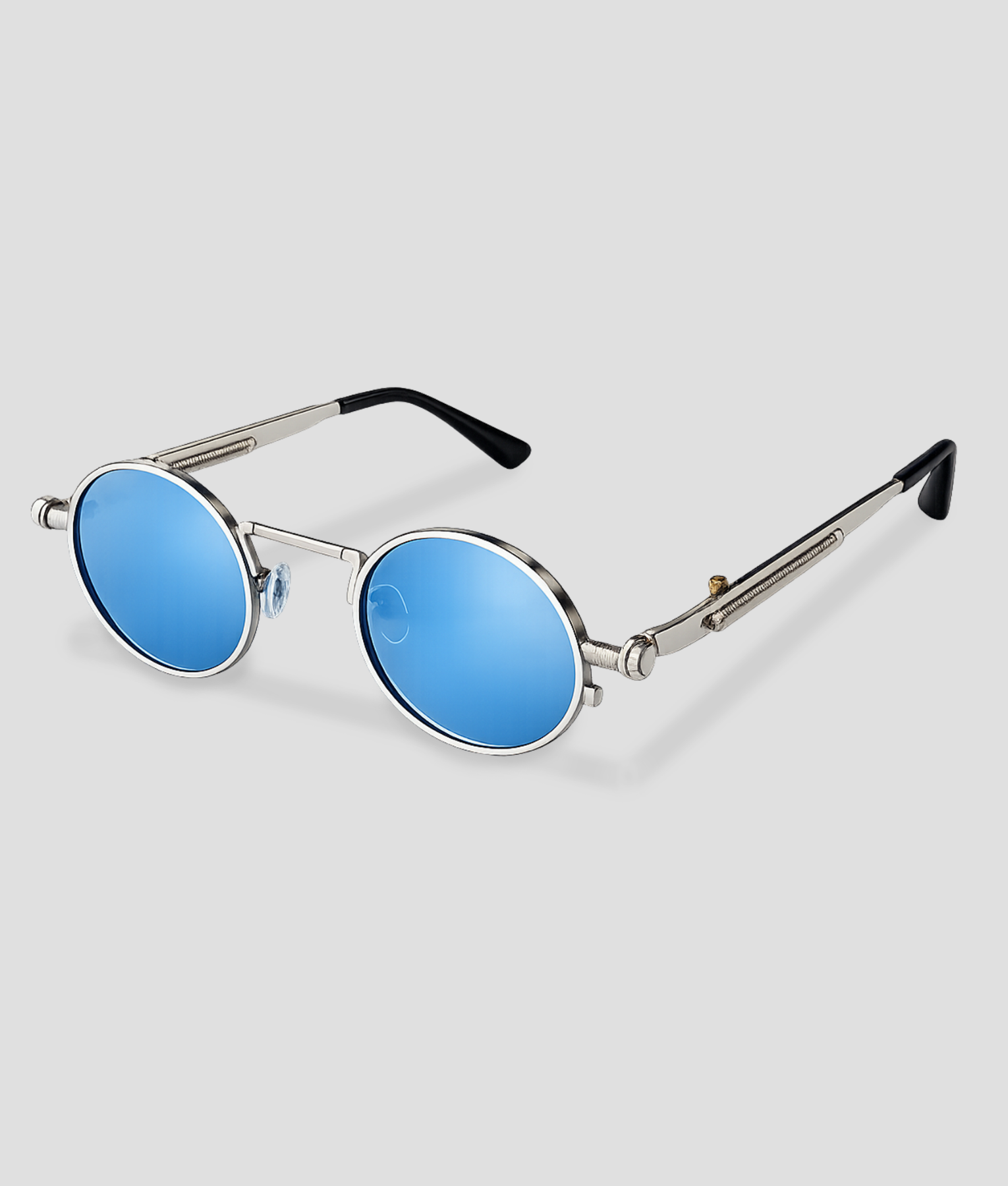 blauwe glazen bril