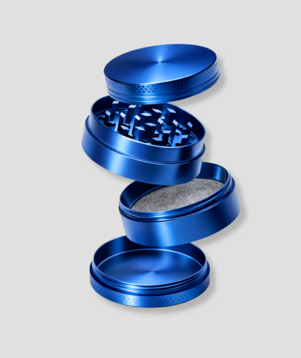 blauwe metalen grinder