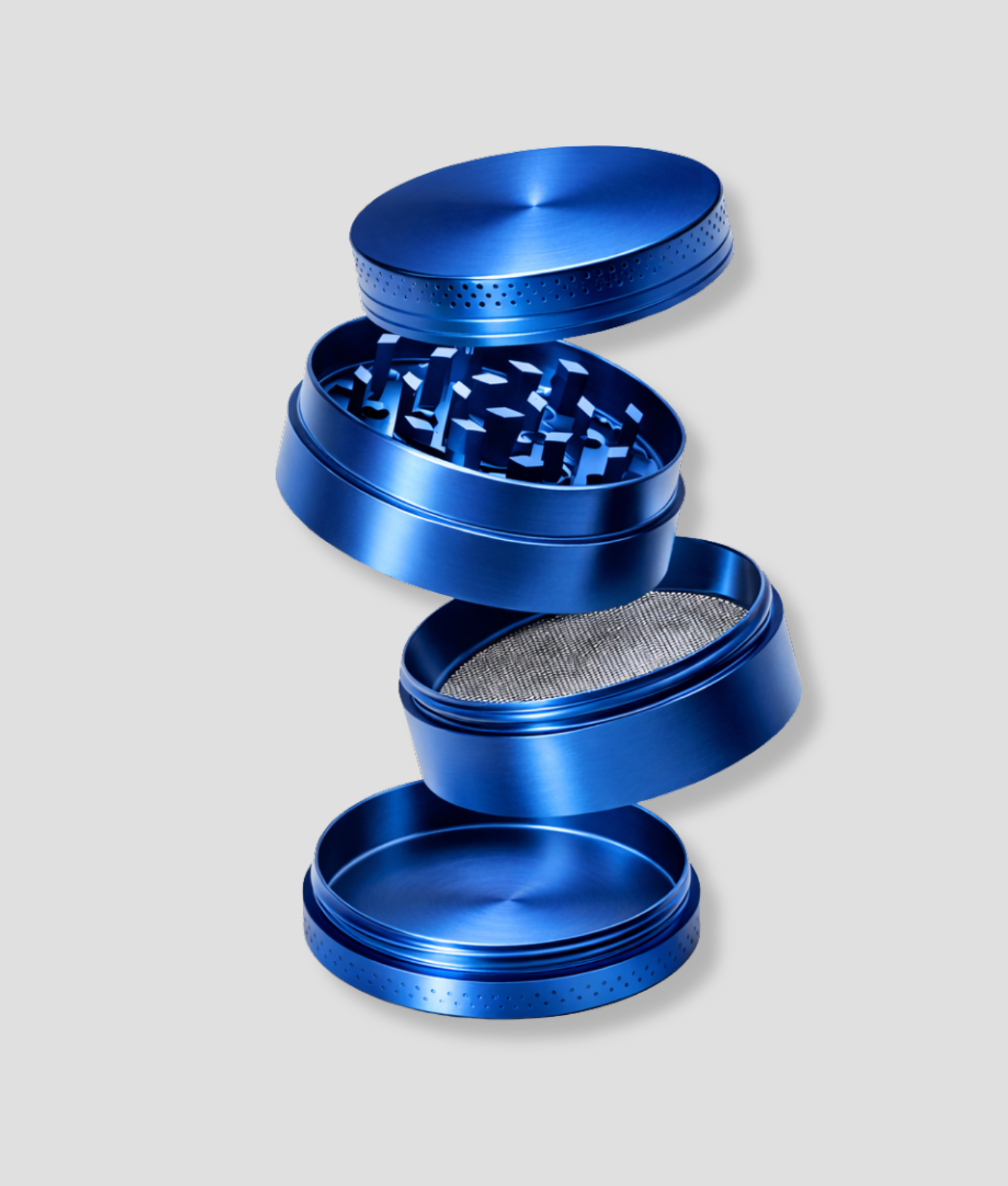 blauwe metalen grinder