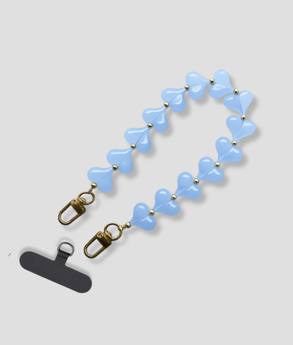 blauwe telefoonhanger kort