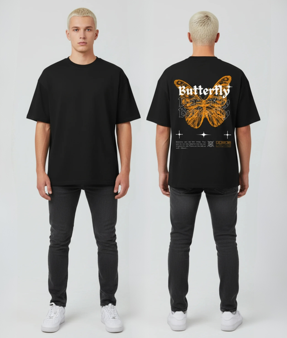 butterfly tshirt oversized oranje vlinder
