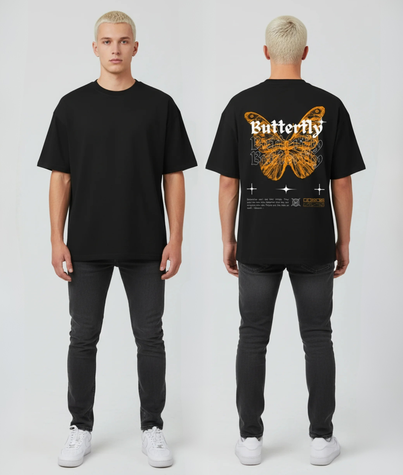 butterfly tshirt oversized oranje vlinder
