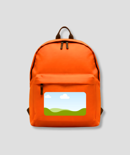eigen foto op rugtas oranje