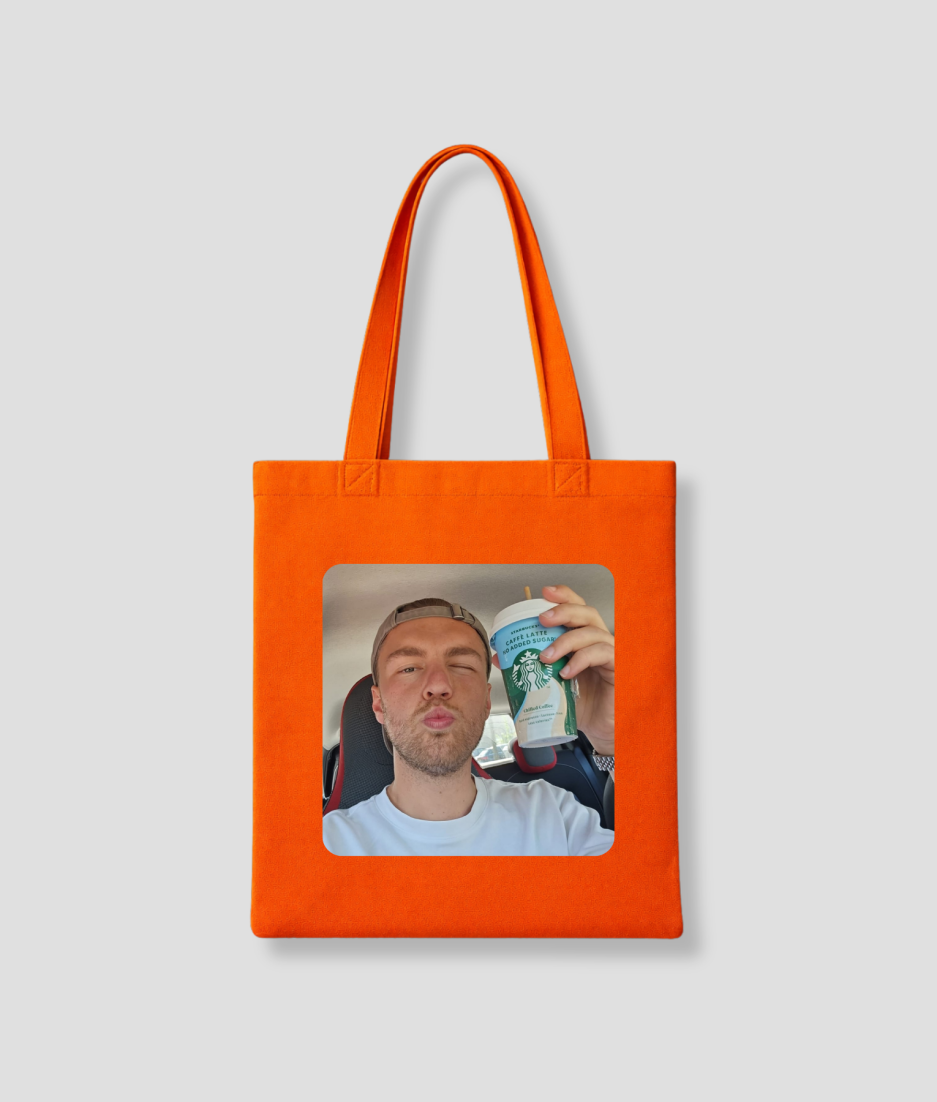 eigen foto tote bag oranje voorbeeld