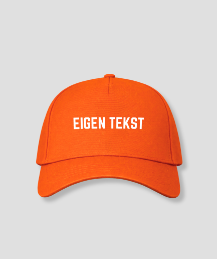 eigen tekst oranje pet
