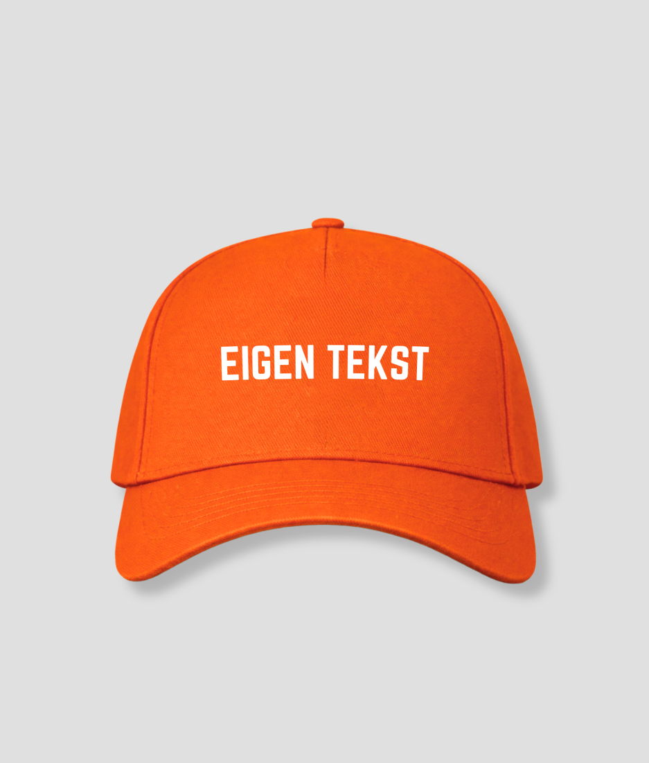 eigen tekst oranje pet