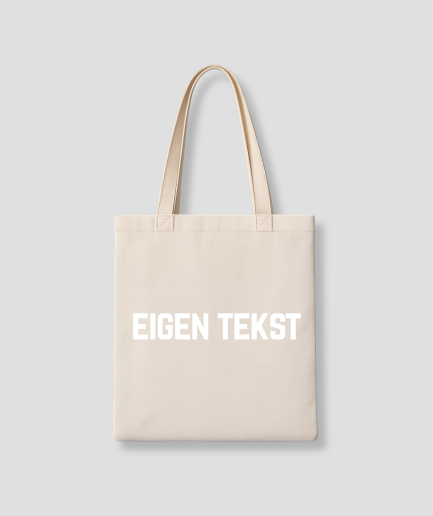 eigen tekst tote bag beige