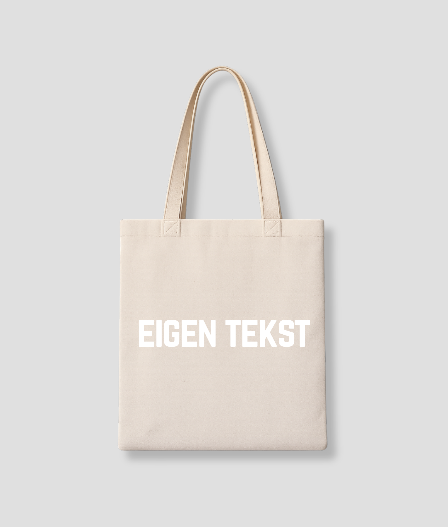eigen tekst tote bag beige