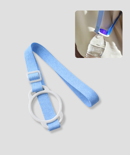 flesjes houder schouder blauw