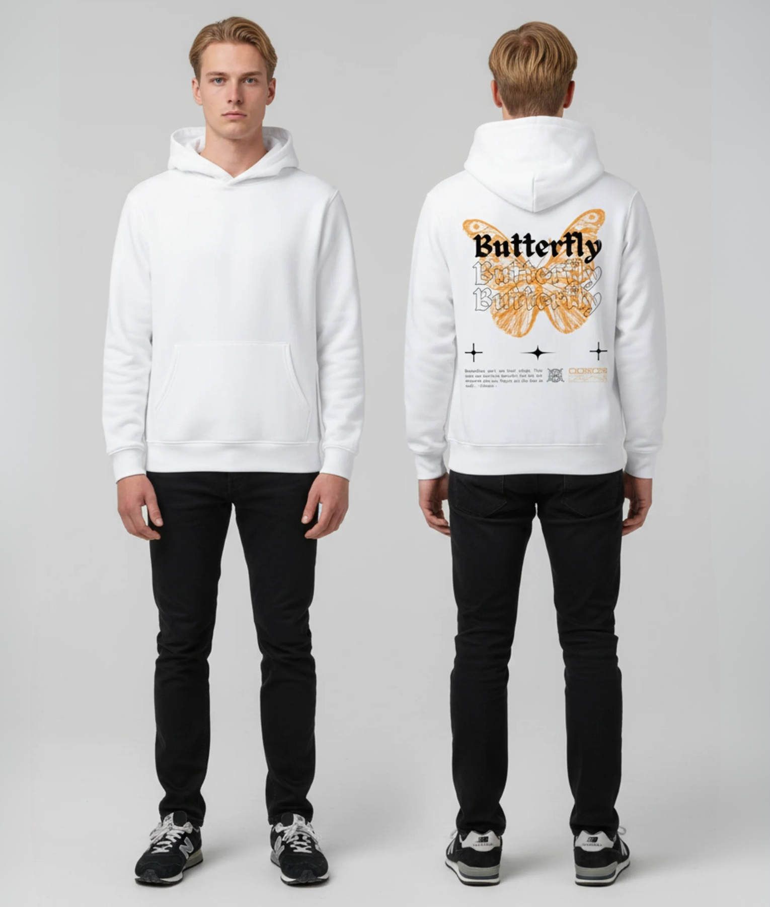 model butterfly witte hoodie