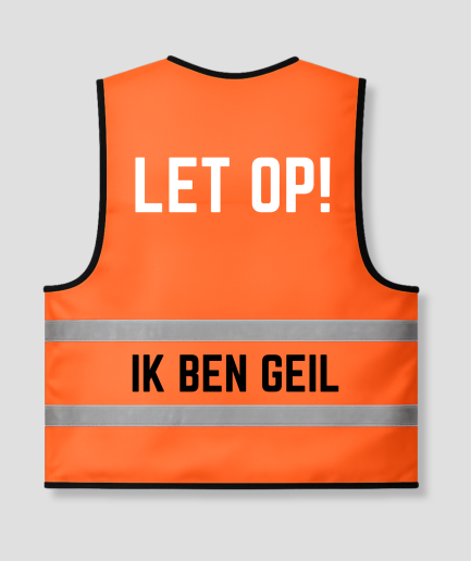 oranje veiligheidhesje grappig