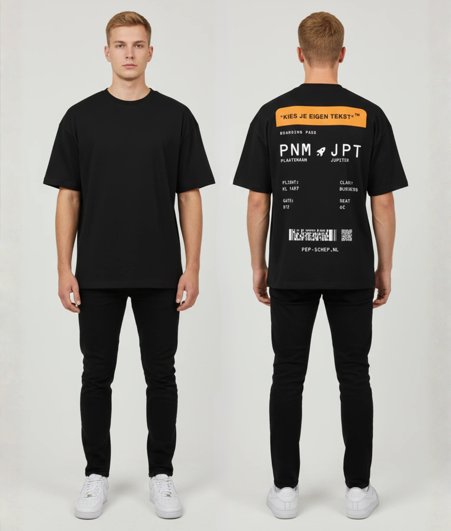 plaatsnaam eigen tekst tshirt zwart