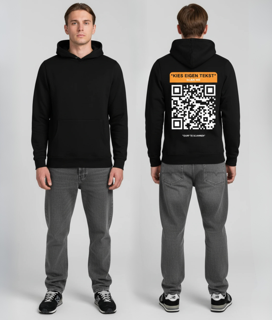 qr code hoodie zwart model
