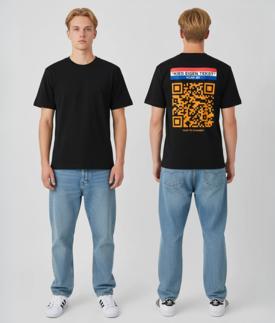 qr vlag nl zwart shirt model