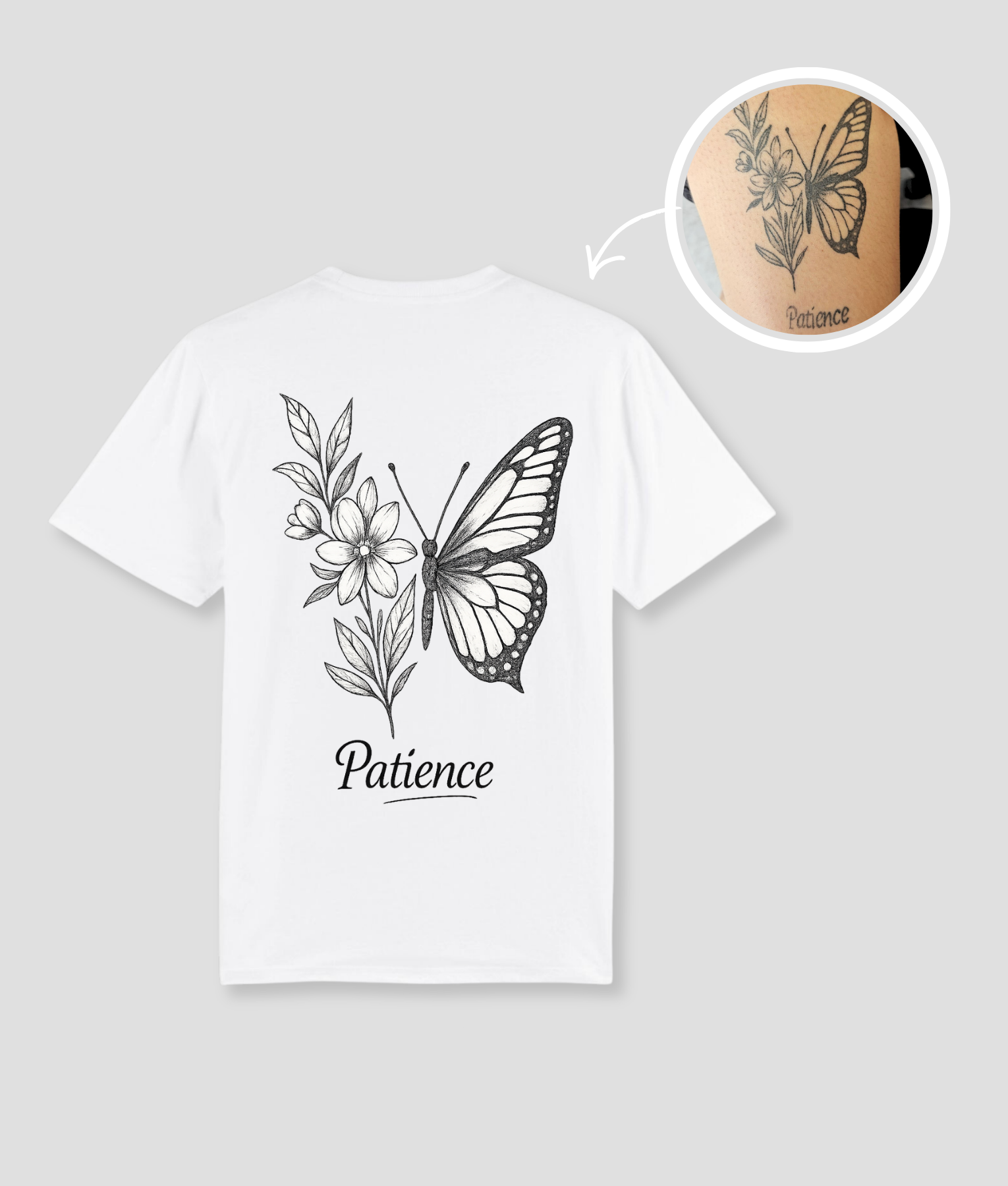 JE EIGEN TATTOO op een shirt