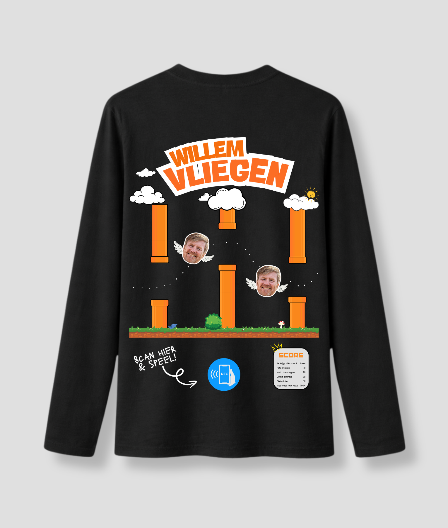 Willem vliegen longsleeve zwart