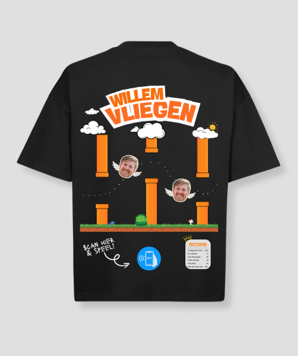 Willem vliegen shirt oversized zwart