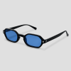 bril zwart met blauwe glazen