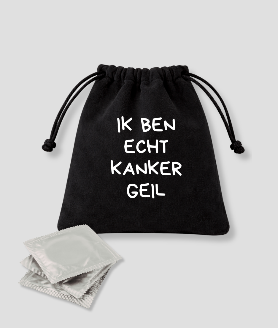 condooms zakje met tekst