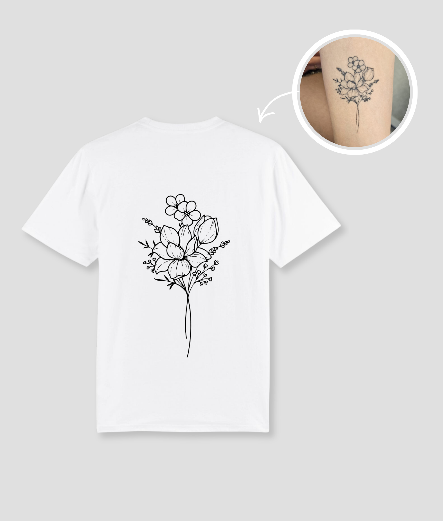 tattoo op een wit shirt