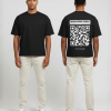 Zwart T-shirt met grijze QR-code banner en eigen tekst op de rug