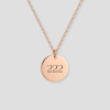 Rosé gouden ronde schijfvormige hanger met getal gravure voorbeeld aan rosé gouden schakelketting gepersonaliseerd rosé gouden sieraad met eigen getal of nummer