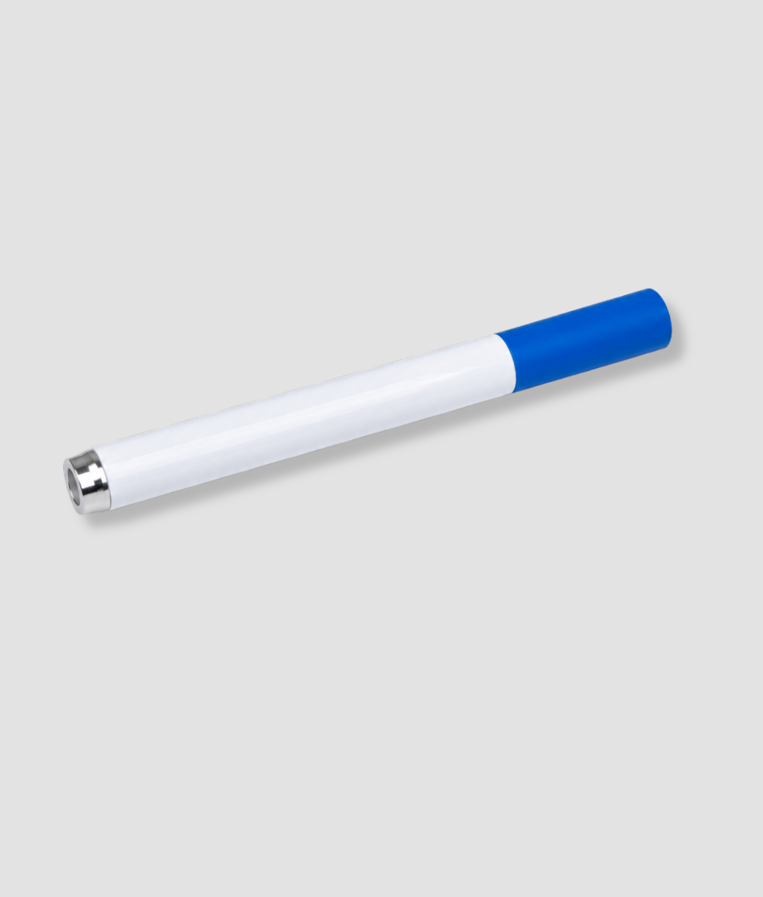 Witte en blauwe snuifbuis met zilveren mondstuk grappig feest accessoire voor festivals en uitgaan
