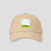 Beige cap met vierkante foto opdruk op voorpaneel