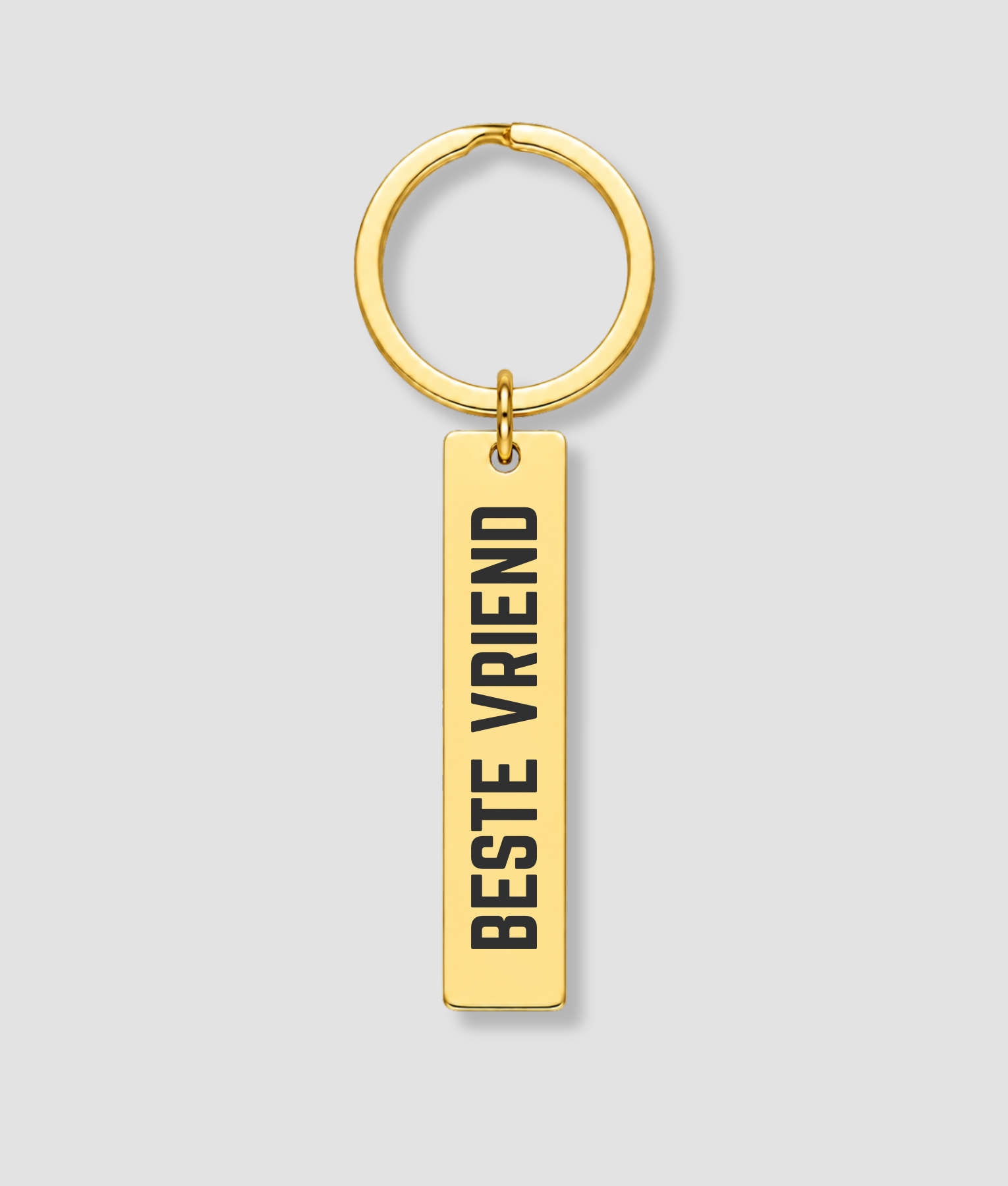 Gouden metalen sleutelhanger met zwarte tekst BESTE VRIEND