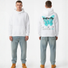 Witte hoodie met blauwe vlinder en Butterfly print op de rug