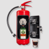 Rode brandblusser omgebouwd tot minibar met drank en shotglaasjes
