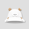 PEP SCHEP witte bucket hat met grappige 3D illustratie – witte vissershoed met speelse karakter details zoals oogjes en handjes